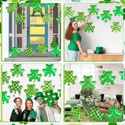 Wiooffen 12Pcs St. Patrick's Day Inflatables Large Shamrock Blow Up Balloons Lucky Clover Hanging Ornaments PVC Inflatable Ball Yard Lawn Decorations for St. Patrick's Party Outdoor Indoor Decor