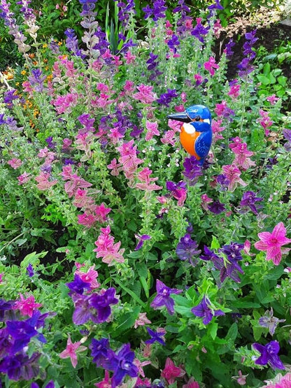 Ceramic Garden Decor - Bird Lawn Stake - Outdoor Statue - Perfect, Unique Gifts for Gardeners Woman, Men, Yard Gifts - Handmade, Frostproof, GK601-1