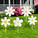 5 Pcs Metal Spring Yard Decorations Outdoor Daisy Flowers Yard Signs with Stakes Cute White Daisy Decorative Lawn Signs for Indoor Outdoor Garden Pathway Walkway Spring Holiday Party Decor