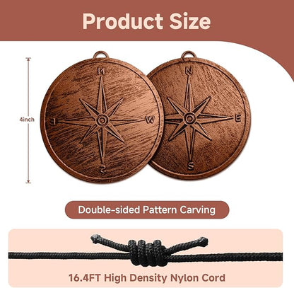 Replacement Wind Catcher, Circular Vintage Compass Decor with 16.4FT Nylon Cord, 1MM Thick Metal Wind Chime Replacement Parts for Wind Chimes, Hanging Decoration Ornament for Garden, Patio, Tree