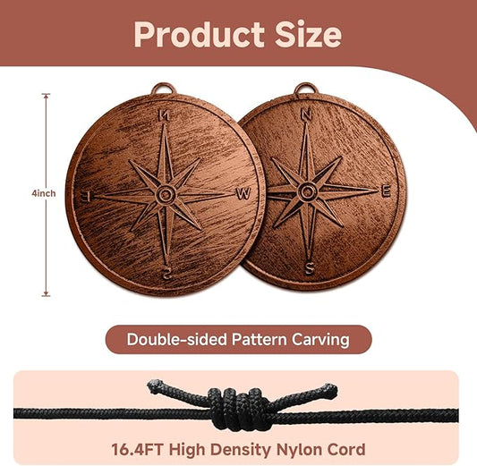 Replacement Wind Catcher, Circular Vintage Compass Decor with 16.4FT Nylon Cord, 1MM Thick Metal Wind Chime Replacement Parts for Wind Chimes, Hanging Decoration Ornament for Garden, Patio, Tree