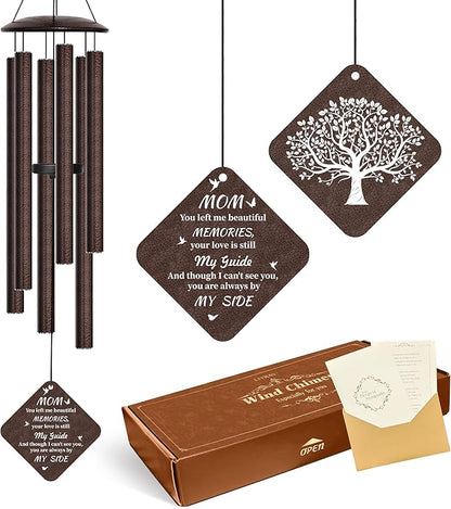 32" Wind Chimes for Outside - Metal Memorial Wind Chimes for Loss of Mom Loved One, Sympathy and Bereavement Gift,Ideas, Appropriate Gift Box Poetry Card(Mom)