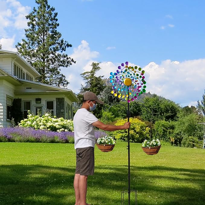 Wind Spinners Large Metal Outdoor Windmill Garden Spinner Yard Spinners Kinetic Lawn Art Patio Wind Spinners Garden Decor
