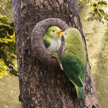 Garden Statues Resin Bird Figurines Art Sculpture, Hanging Garden Statue Tree Peeker Ornament for Patio Lawn Porch Yard Outdoor Decorations Yard Ornaments Decor