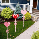 3 Pcs 24" H Valentine Yard Signs 5.9 * 6.6inch Metal Heart Valentine's Day Metal Garden Stakes Valentines Love Heart Outdoor Decorations for Patio Lawn Planter Pot Pathway Walkway Wedding Decor