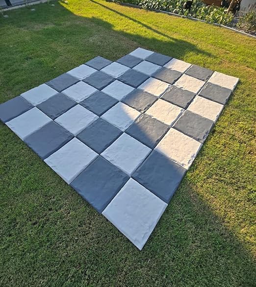 Garden Stepping Stones with Stakes – Set of 4, PP Walkway Pads, 15.5" x 15.5", Weather-Resistant, Easy Installation (4 Pcs, Beige)