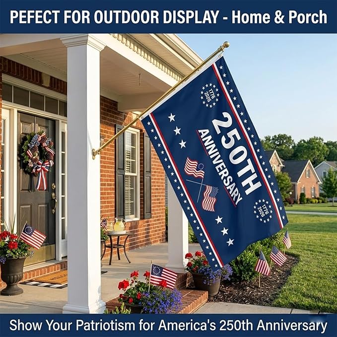 250th Anniversary Flag 3x5 Ft Anniversary Flag, 1776-2026, 250 Years Birthday flags for Patriotic Yard, House Banner, Room, Porch, Wall, Fence, Outdoor Decorations(Style 2)