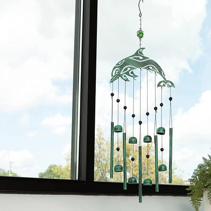 VP Home Dolphin Tribal Wind Chimes for Outside, 28.5-Inch Wind Chimes with Rustic Design for Gardens, Patios, and Porches, Thoughtful Gifts for Mom, Grandma, and Dolphin Lovers