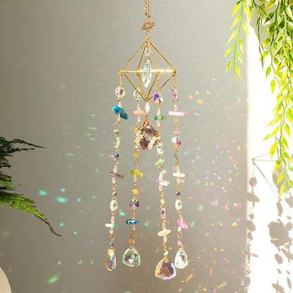 Crystal Suncatcher for Window Hanging Rainbow Boho Sun Catcher Hanging Crystal Decor Garden Outdoor Home Decoration