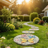 Butterfly Garden Stepping Stones Outdoor - Decorative Cement Pathway Pavers with 3D Butterfly Design Lawn Garden Décor Unique Gardening Gift for Grandma 0.75 * 10 * 10 Inch