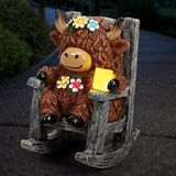 Tfro & Cile Miniature Solar Highland Cow Garden Statue Outdoor Light Decor Yard Ornament Unique Housewarming Gift for Lawn Patio Balcony
