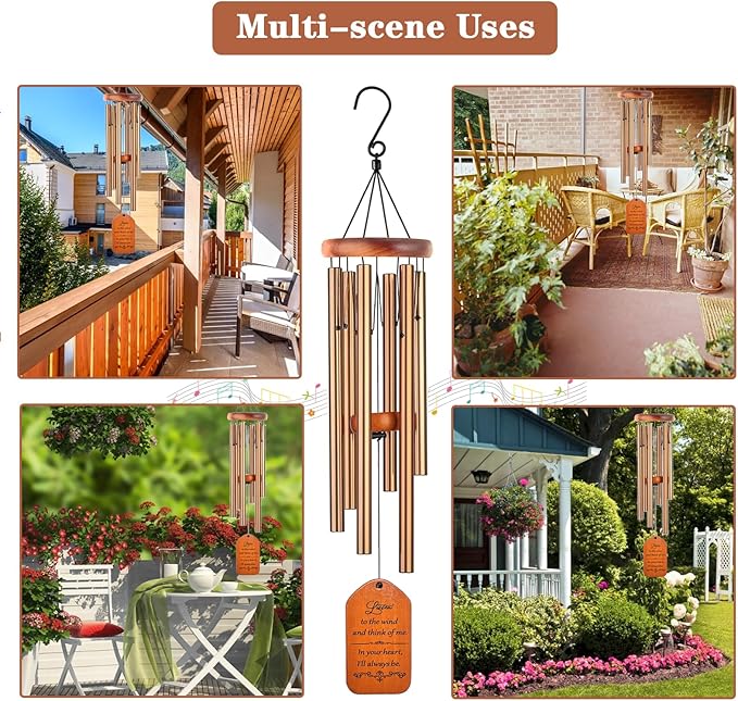 Soopau Memorial Gifts, 30" Wooden Sympathy Wind Chimes for Loss of Loved One, Memorial/Bereavement/Condolence/Funeral Gifts for a Loved One Mother Father Miscarriage