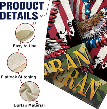 Dyrenson 4th of July Patriotic Bald Eagle Decorative Garden Flag, America USA Army Veteran Yard Outside Home Decoration, American Burlap Outdoor Small Decor Double Sided 12 x 18