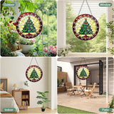 Green Christmas Tree Stained Glass Window Hanging Suncatcher with Chain - 7.9" Outdoor/Indoor Art Decor for Home Garden, Wedding, Mother's, Valentine's, Thanksgiving Ornaments Present