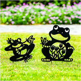 Frog Metal Decorative Garden Stakes Frog Gifts for Women Men Mom Birthday Gifts Silhouette Statues for Garden Decor, Yard Art, Patio, Outside, Lawn Ornaments, Outdoor Decorations