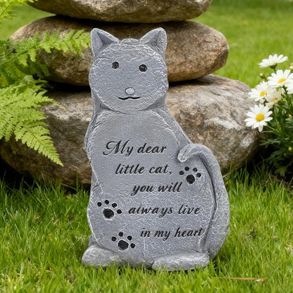 Cats Memorial Stone Garden Statue, Pet Statues Gifts for Loss of Cat Sympathy, Grave Markers for Garden Outdoor Statue Decor