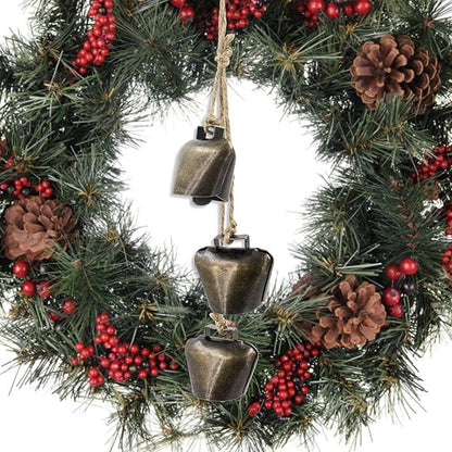 Decorative Metal Cowbells Wall Hanging – Rustic Farmhouse Door Chime for Holiday, Wedding, or Everyday Home Accent