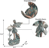 TERESA'S COLLECTIONS Garden Fairy Large Bronze Garden Sculptures & Statues Resin with Solar Outdoor Light, Valentines Decorations Lawn Ornaments for Outdoor Decor, Gifts for Women Mom, 11"