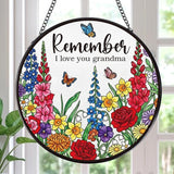 Rngmsi Sun Catcher Gift for Grandma, Birthday Presents for Grandmother Suncatcher Stained Glass Window Hanging, Remember I Love You Stained Glass Gift from Granddaughter Grandson
