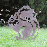 Corten Steel Squirrel Silhouette Rusting Yard Stake (Small)