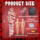 2 Sets Halloween Hanging Cocoon Corpse, 64'' Bloody Inflatable Cocoon Outdoor Decoration Set with Bandage, Scary Dead Body Prop Decor for Outdoor Halloween Party House Yard (Black,Red)
