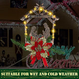 Moukeren 2 Pcs 2 Pcs 3.5ft Nativity Scene Outdoor Yard Stakes, Solar Lighted Outdoor Metal Christmas Nativity Scene Decoration for Christmas Holiday Lawn Garden Yard Decoration (Classic)