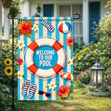 BlissYard Welcome To Our Pool Garden Flag 12x18 Double Sided Vertical Outdoor Summer Poolside Decor Beach Tropical Yard Lawn Patio Pool Party Banner