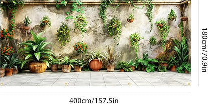 Large Garage Door Cover 157.5x70.9in Garden Plant Garage Door Banner Outdoor Decorations with Grommets & Rope, Waterproof Garage Door Decorations for House Exterior Spring Patio Decor