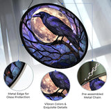 Crow Stained Glass Window Hanging,Hummingbird Sun Catchers Indoor Window Decor, Stained Glass Suncatcher Gifts for Women, Crow Lover, Christmas Decorations