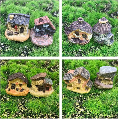 Kbraveo 12pcs Fairy Gardens Stone House and Fairy Gardens Tree, DIY Outdoor Decorations