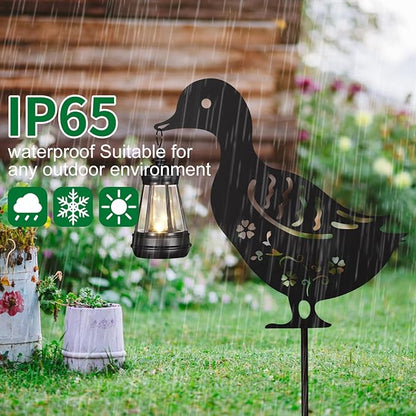 2Pack Solar Outdoor Garden Lights Stakes Solar Metal Flower Duck Lawn Deco Statue Patio, Outdoor Decor, Garden Decorations, Lawn Ornaments