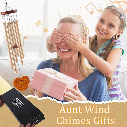 Aunt Wind Chimes Gifts - Birthday Christmas for Aunt from Niece Nephew, Auntie Wind Chimes for Outside, Garden Patio Porch Decor