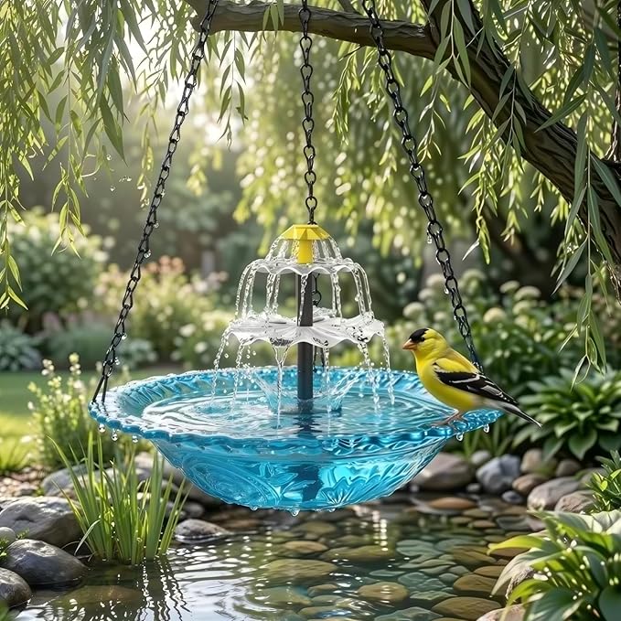 Solar Bird Bath Fountains & Bird Bath Solar Fountain for Bird Bath, Solar Powered Water Fountain Pump for Outdoor Garden Yard Patio Pond Pool Decoration (Blue)