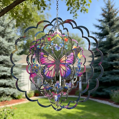 Butterfly Metal Wind Spinner, 9 Inch Hanging Garden Decor for Outdoor & Indoor, Butterfly Gift for Women Mom Grandma Wife Men, Decorative Ornament Gift