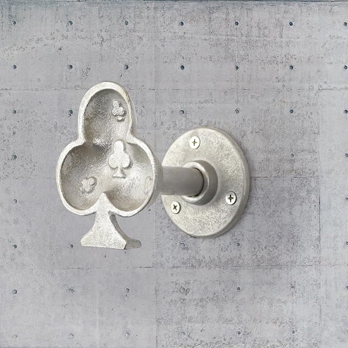 Cast Iron Outdoor Wall Hook for Garden and Patio, Antique-Style Clubs Accent Hook for Outdoor Wall Spaces (Silver)