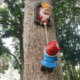 Climbing Gnomes Tree Faces Decor Outdoor for Yard - Cute Gnome Garden Statue Art Resin Dwarf Sculpture for Outdoor Decoration Ornaments
