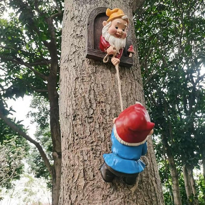 Climbing Gnomes Tree Faces Decor Outdoor for Yard - Cute Gnome Garden Statue Art Resin Dwarf Sculpture for Outdoor Decoration Ornaments