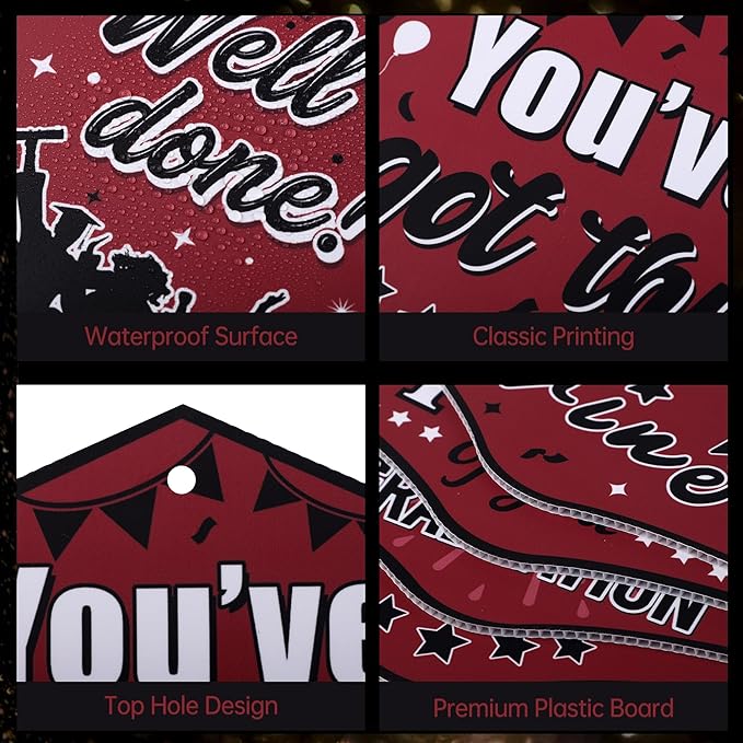 16 Pieces 2026 Graduation Yard Signs Plastic Congrats Grad Decor with 32 Stake and Ribbon Graduate Cap Hanging Yard Sign for Party Outdoor Lawn Pathway Walkway Decorations(Maroon)