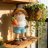 Teaeeno Funny Garden Gnome with Cactue, Funny Gnome Figurine, 8 Inch Depth Lawn Statue, Yard Art Statue, Garden Yard Lawn Backyard Ornament Decor,Home, Lawn, Patio, Animal Ornament for Women Gifts