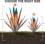 Homight Metal Agave Plants Outdoor Decor Mexican Yard Art Plants Garden Decor for Outside Metal Art Flowers Gifts for Butterflies Bees Birds for Gifts (1big&1small)