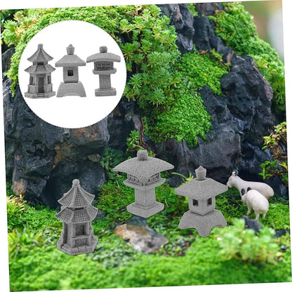 POPETPOP 2sets Stone Statues for Garden Pavilion Statue Adornments Miniature Landscape Decor 3pcs*2