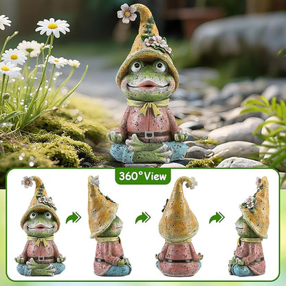 Garden Yoga Frog Statues Outdoor Meditation Zen Yoga Frogs Resin Figurines, Garden Home and Decoration for Patio Yard Lawn, Gifts for Women, 9.4 Tall Inches Green Frogs Sculptures