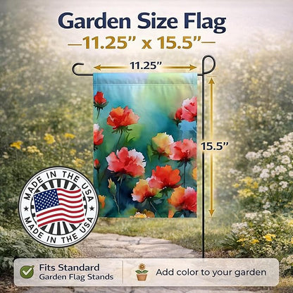 Caroline's Treasures Ohio Scarlet Carnations in Watercolor Garden Flag Mailbox Flag Decorative Yard Flag Banner Outside Patio Artwork Yard Flower Beds, Garden Size, Multicolor