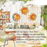 Metal Sun Wall Art Decor,12 Inch Retro Hanging Decor With Glass,Sun Moon Star Valentine Wall Decorations For Patio Yard Garden Fence Living Room Bedroom, Set of 3