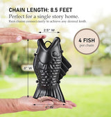 Fish Black Aluminum 8.5 ft. Rain Chain with Gutter Installation Clip by Good Directions