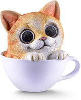Blazin Cat in Cup Solar Garden Decorations Figurine | Outdoor LED Decor Figure | Light Up Decorative Statue Accents for Yard, Patio, Lawn, or Deck | Great Housewarming Gift Idea (Brown, 1 Pack)
