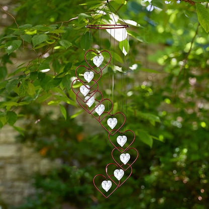 Red Carpet Studios Windchimes Spiral Wind Chime, 36" Long, Red Crystal Heart
