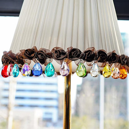 H&D HYALINE & DORA 10pcs Bauhinia Crystal Suncatcher Prisms Chandelier Beads Replacement 38mm Hanging Crystals Ornament Pendant for Window Wedding Party Decor,Lake Blue