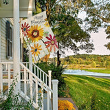 Summer Flowers House Flags for Outdoor, Hello Sunshine Sunflower Daisy Yard Flags for Outside,Seasonal Decorative Flag for Spring Farmhouse Holiday Decoration 28x40 Inch Double Sided