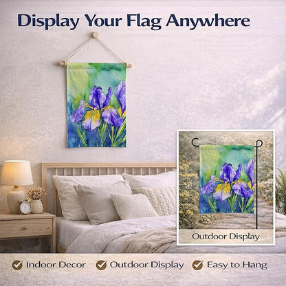 Caroline's Treasures Tennessee Iris in Watercolor Garden Flag Mailbox Flag Decorative Yard Flag Banner Outside Patio Artwork Yard Flower Beds, Garden Size, Multicolor